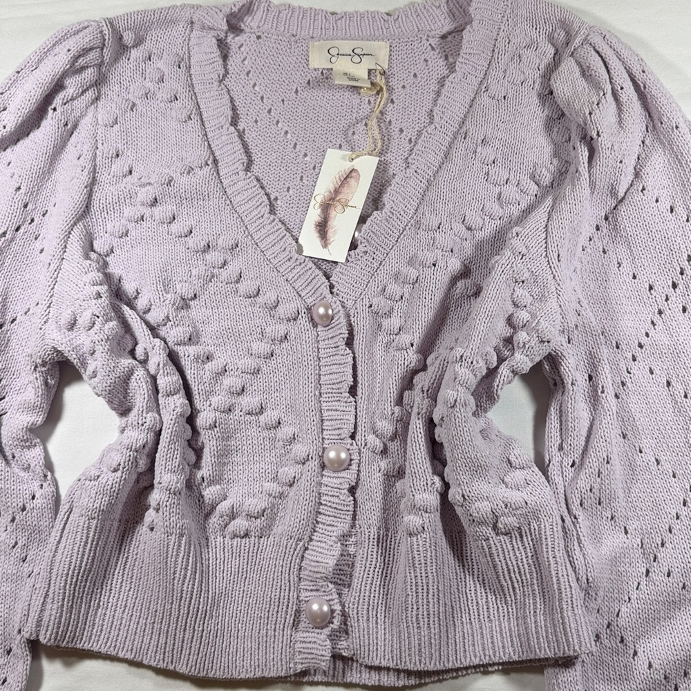 Jessica Simpson Lilac Textured Cardigan - Picture 2 of 9